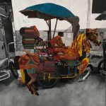 Clark Manalo, "Asymmetrical Carousel 2" Acrylic on Canvas, 48 x 48 inches, 2021