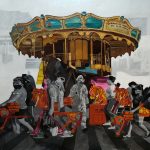 Clark Manalo, "Grand Carousel, Acrylic on Canvas, 48 x 48 inches, 2021