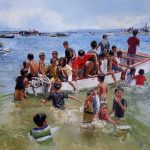 Daniel Yu "Ang Mga Bata Sa Baybaying Dagat" Oil on Canvas, 36 x 48 inches, 2021