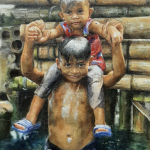 Romar Quimaba "Brother's Love" Oil on Canvas, 24 x 18 inches, 2021