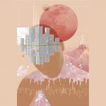 "Cityscape" Poster in Pink, Semi Gloss Paper