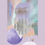 "Cityscape" Poster in Purple, Semi Gloss Paper